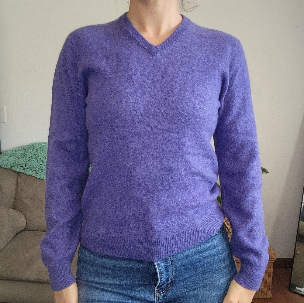 Club Room Purple Cashmere Long Sleeve Sweater Size Small